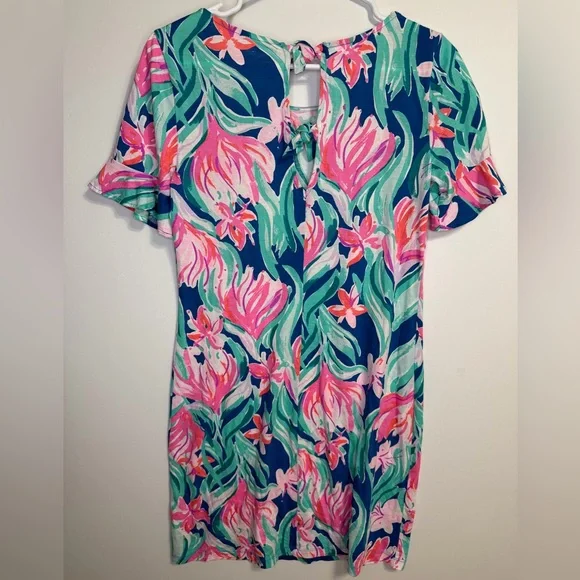 Lilly Pulitzer Mellorie Dress Mr Peacock Dream 100% Pima Cotton Size Small - Picture 6 of 8